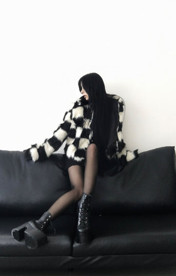 Alice Chess Fur Jacket